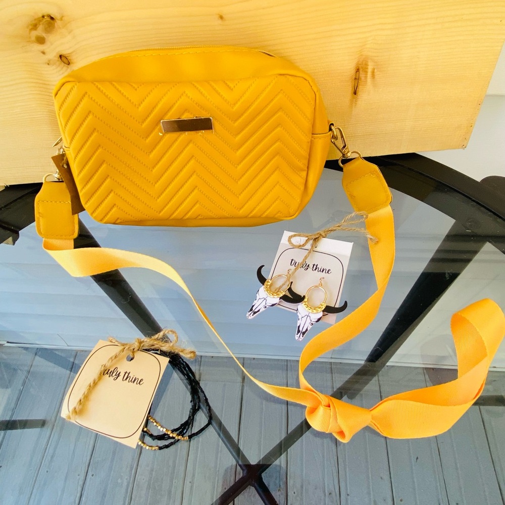 Yellow Quilted Crossbody Bag